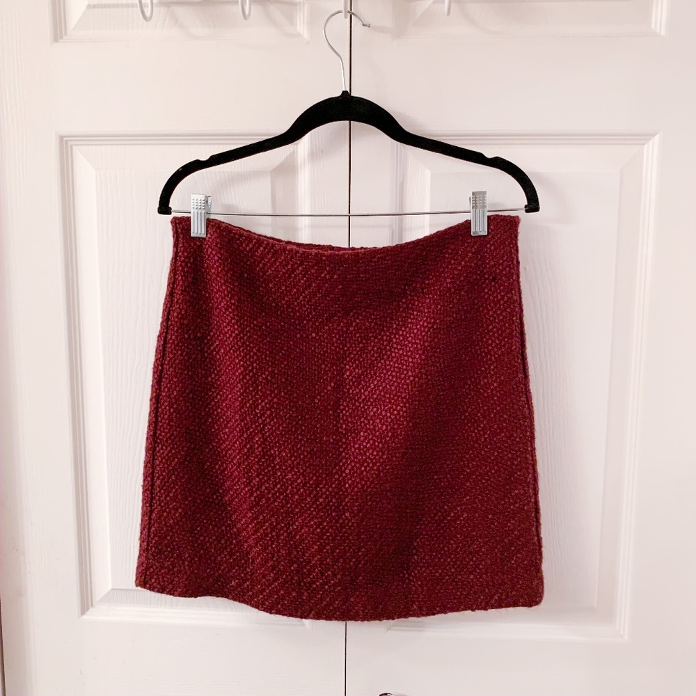 LOFT Maroon Tweed Skirt